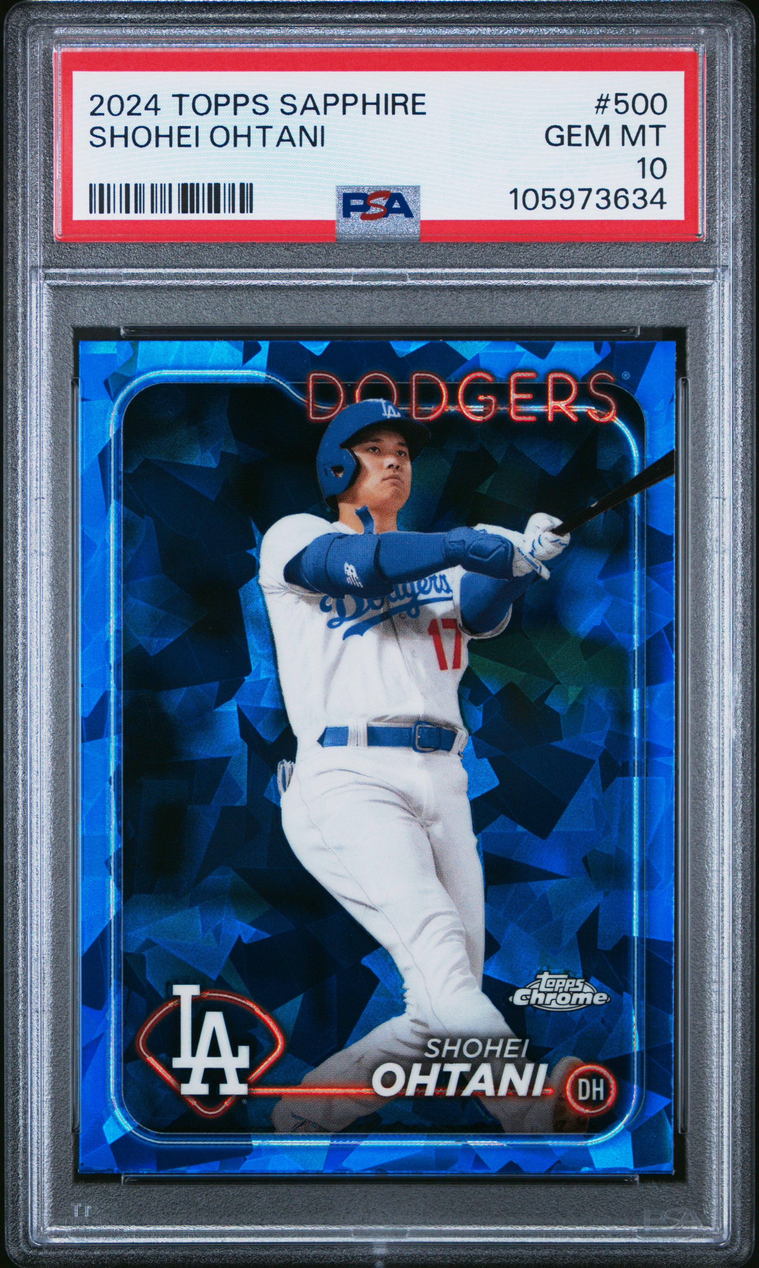 2024 Topps Chrome Sapphire Shohei Ohtani #500 Gem Mt 10 back