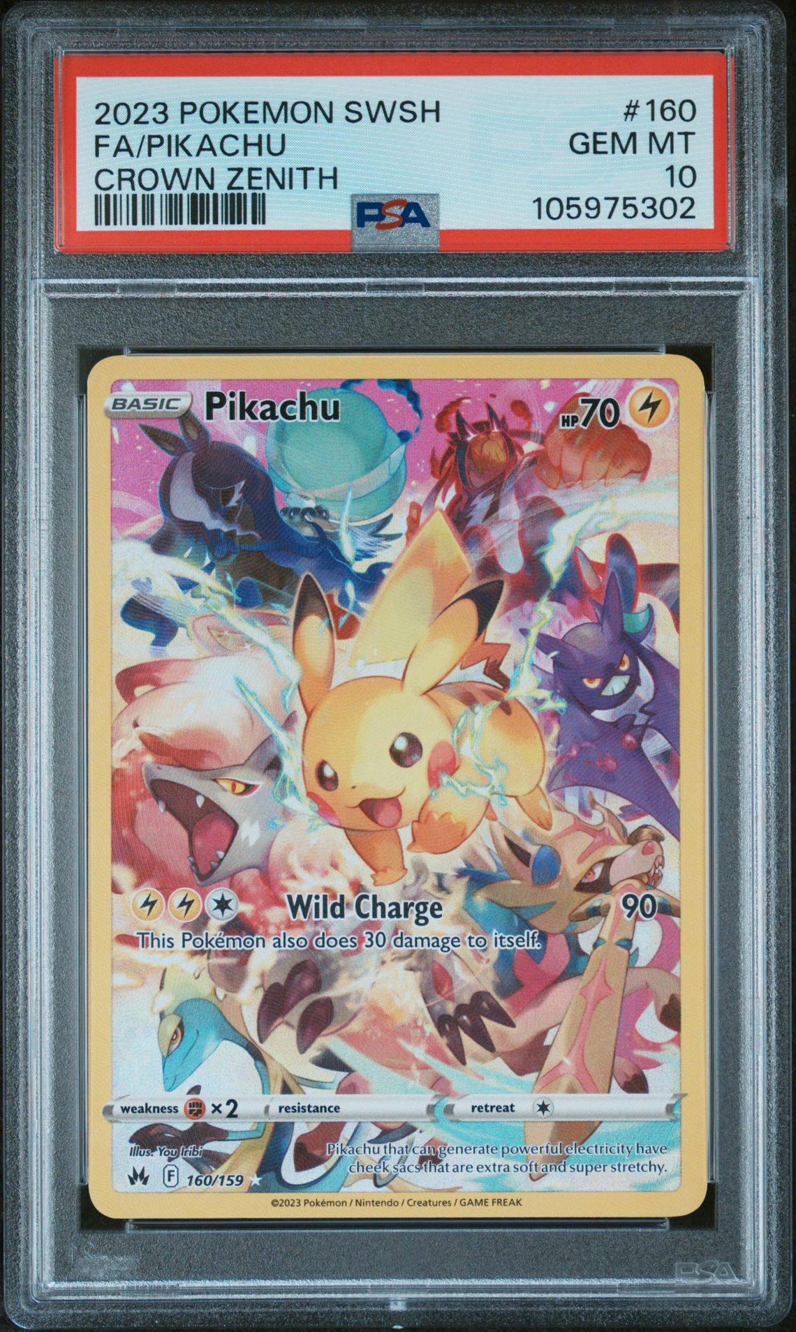 2023 Pokemon Sword And Shield Crown Zenith Fa/Pikachu #160 (Crown Zenith) Gem Mt 10 front