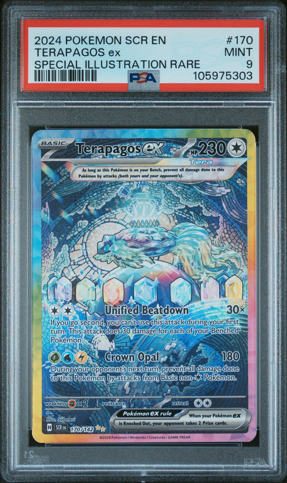2024 Pokemon Scr En-Stellar Crown Terapagos Ex #170 (Special Illustration Rare) Mint 9 front