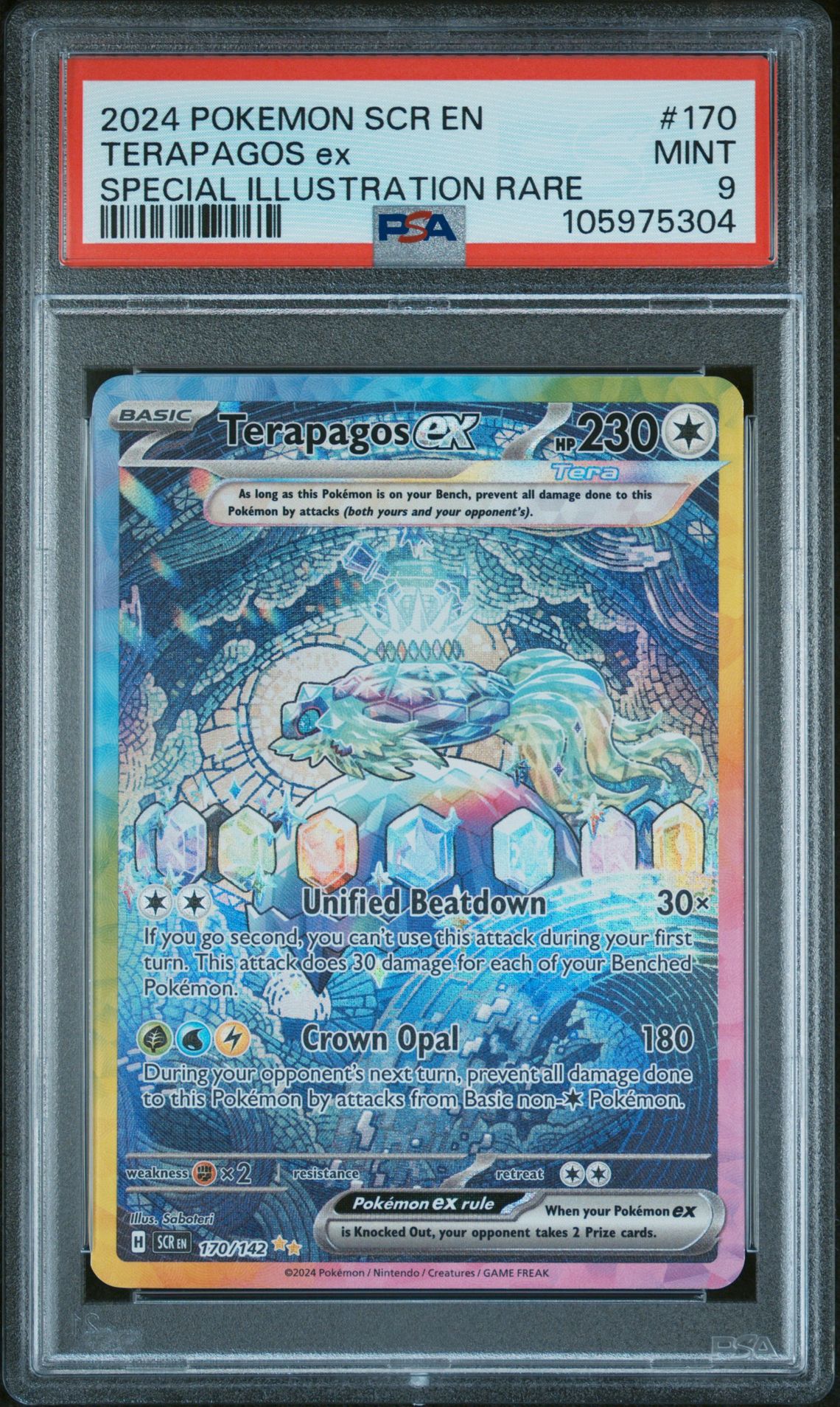 2024 Pokemon Scr En-Stellar Crown Terapagos Ex #170 (Special Illustration Rare) Mint 9 front