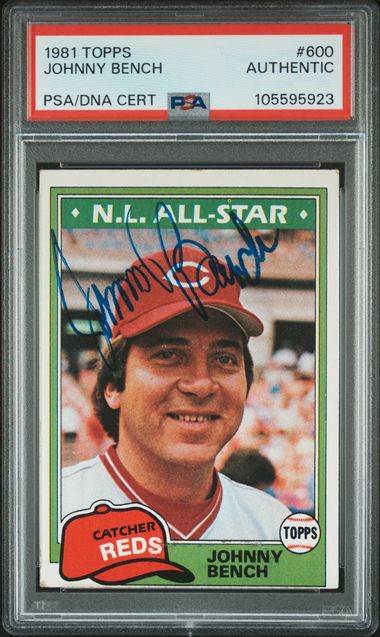1981 Topps Johnny Bench #600 N0: Authentic front