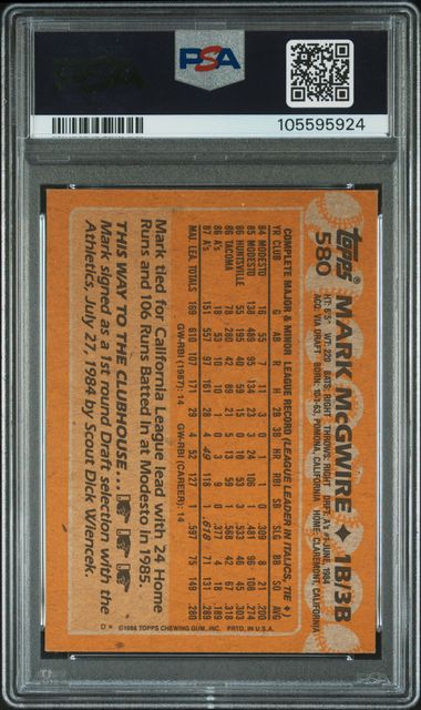 1988 Topps Mark Mcgwire #580 N0: Authentic back