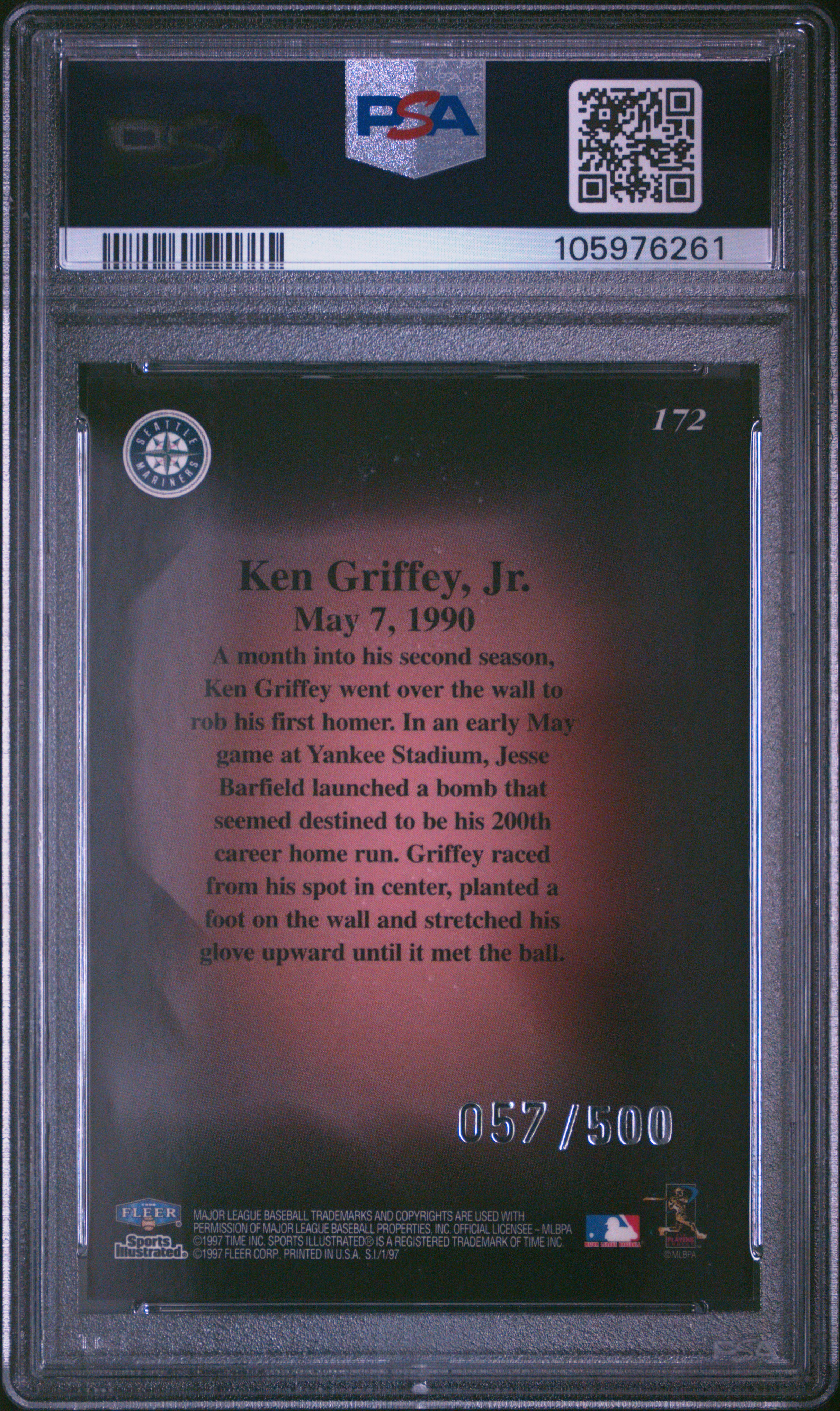 1997 Sports Illustrated Ken Griffey Jr. #172 (Extra Edition) Mint 9 back