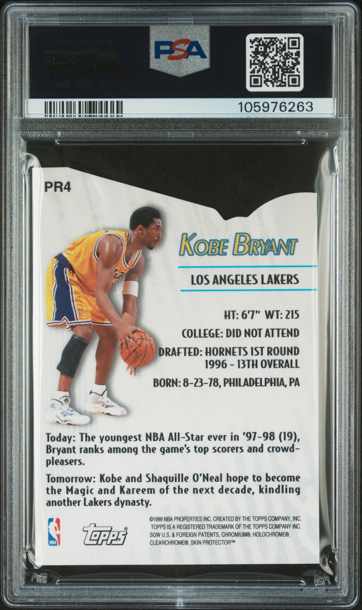 1999 Topps Prodigy Kobe Bryant #Pr4 Mint 9 back