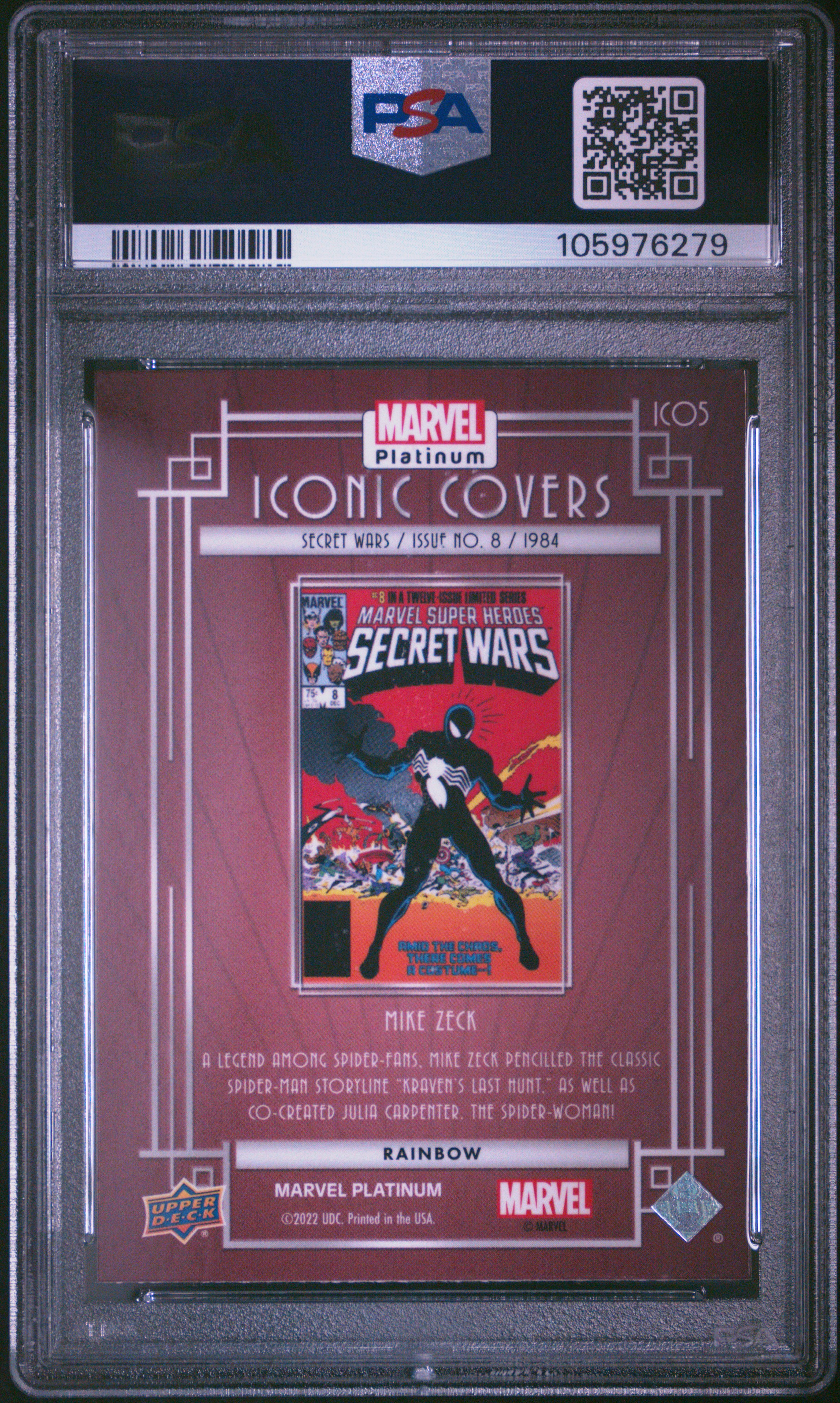 2023 Upper Deck Marvel Platinum Iconic Covers Secret Wars #Ic05 (Iconic Covers-Rainbow) Gem Mt 10 back