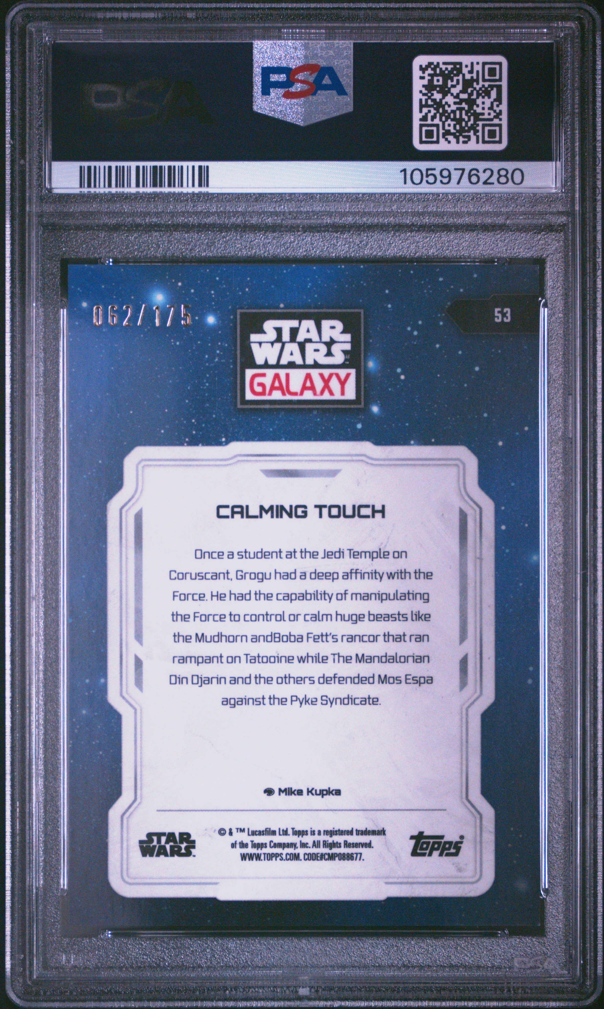 2024 Topps Chrome Star Wars Galaxy Calming Touch #53 (Aqua Lava) Gem Mt 10 back