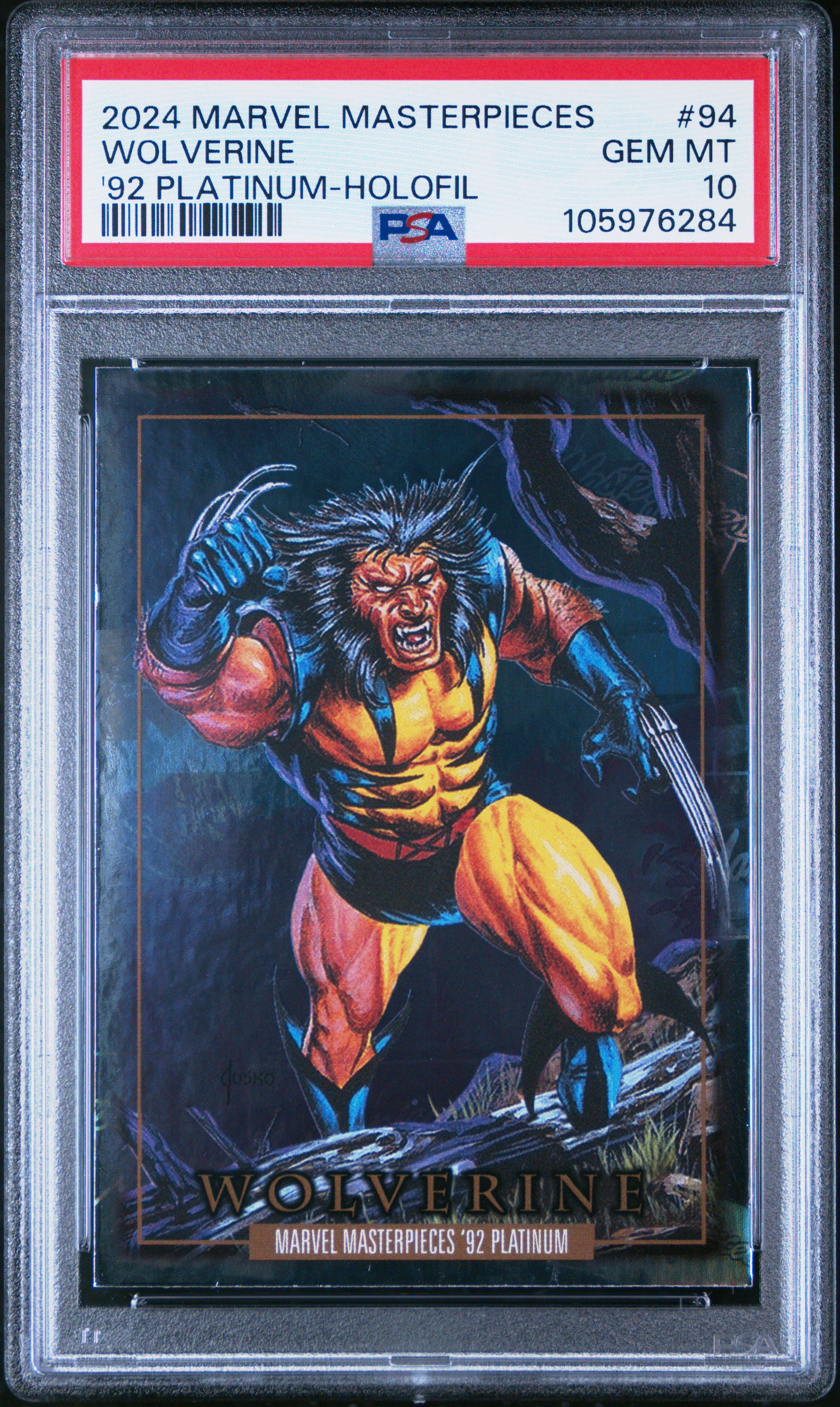 2024 Upper Deck Marvel Masterpieces '92 Platinum Wolverine #94 ('92 Platinum-Holofil) Gem Mt 10 front