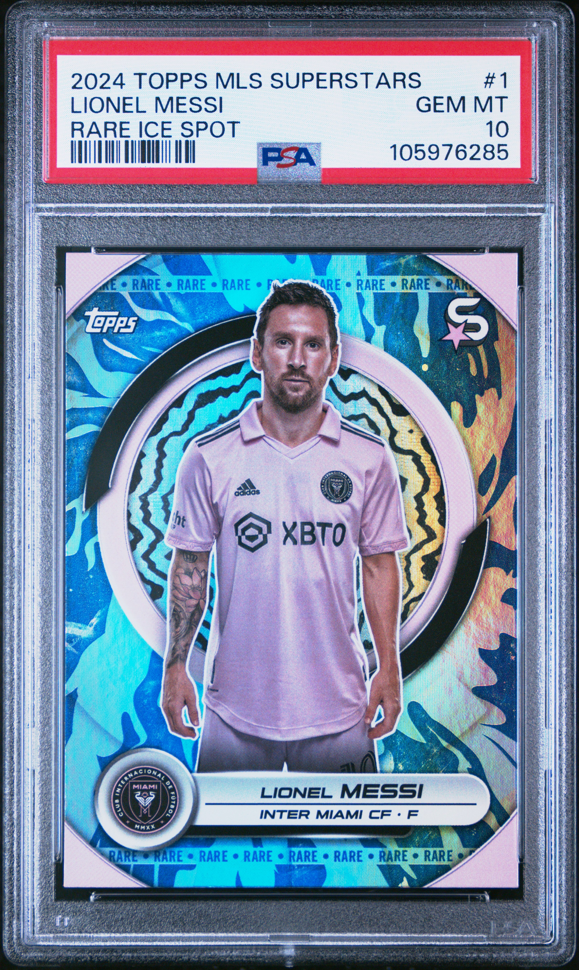 2024 Topps Mls Superstars Lionel Messi #1 (Rare Ice Spot) Gem Mt 10 front