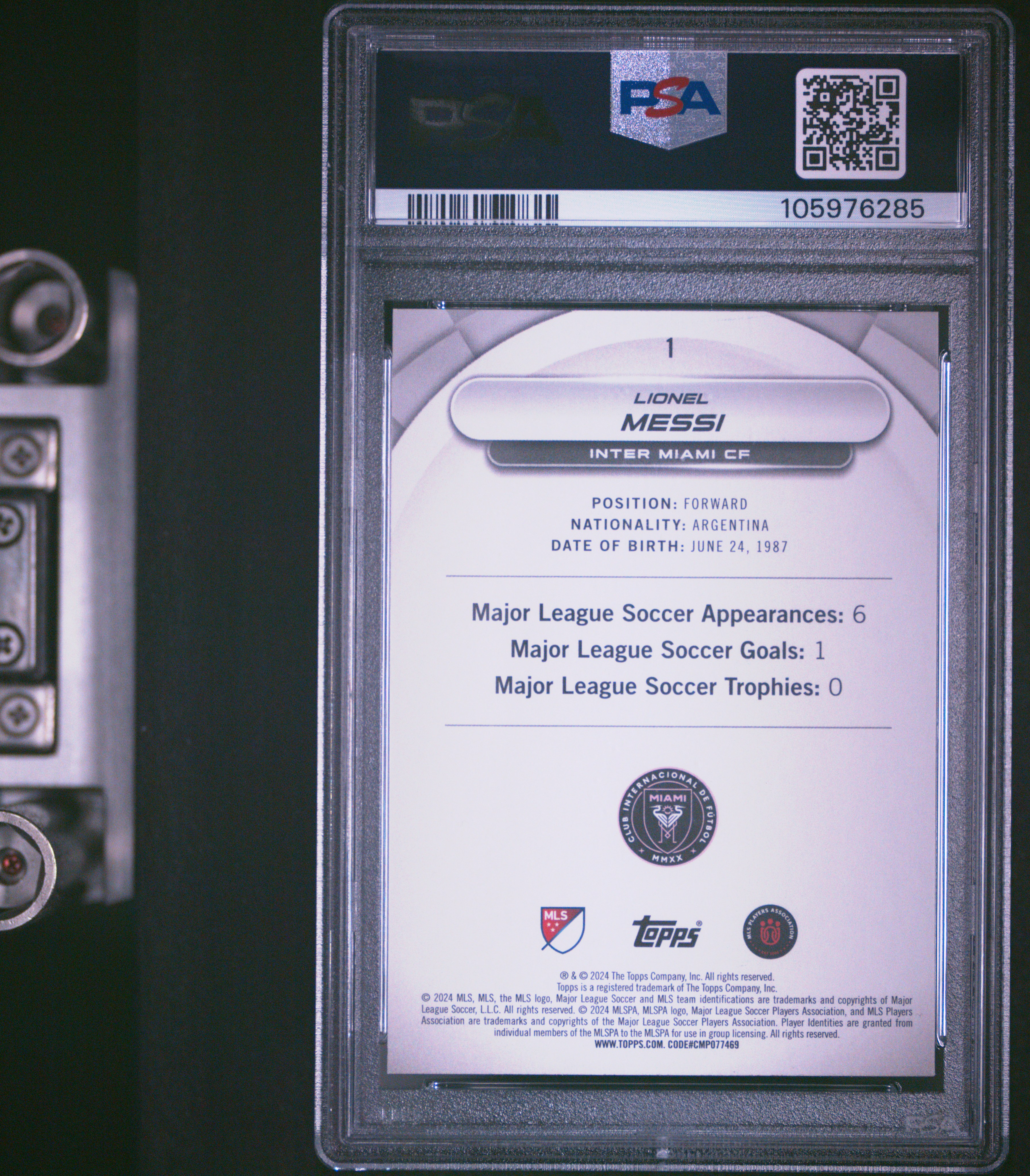 2024 Topps Mls Superstars Lionel Messi #1 (Rare Ice Spot) Gem Mt 10 back