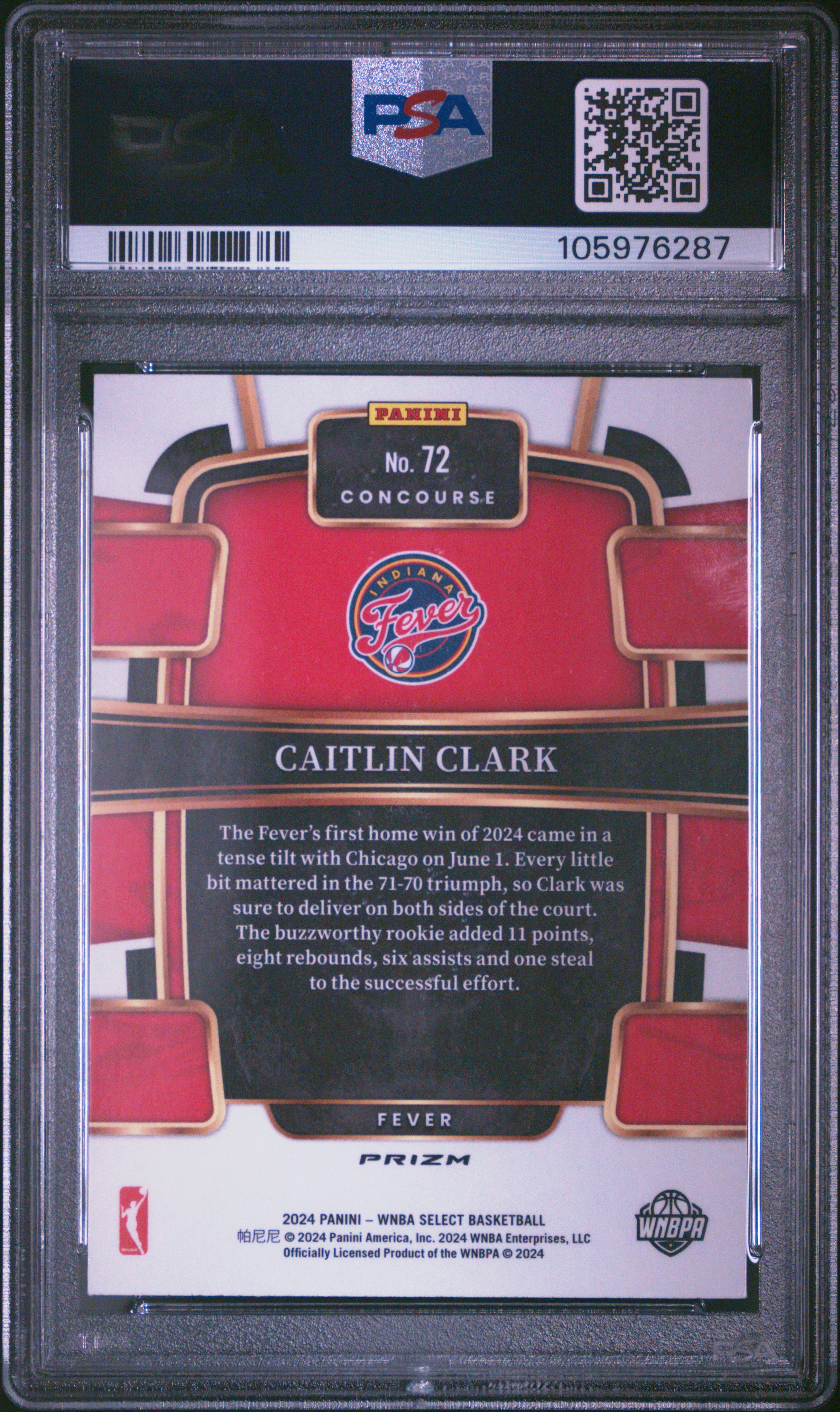 2024 Panini Select Wnba Caitlin Clark #72 (Silver Prizm) Mint 9 back