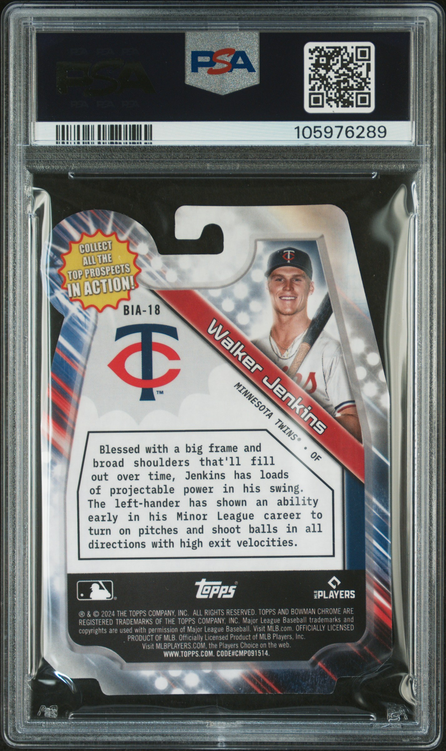 2024 Bowman Draft Bowman In Action Walker Jenkins #Bia18 (In Action-Red Refractor) Mint 9 back