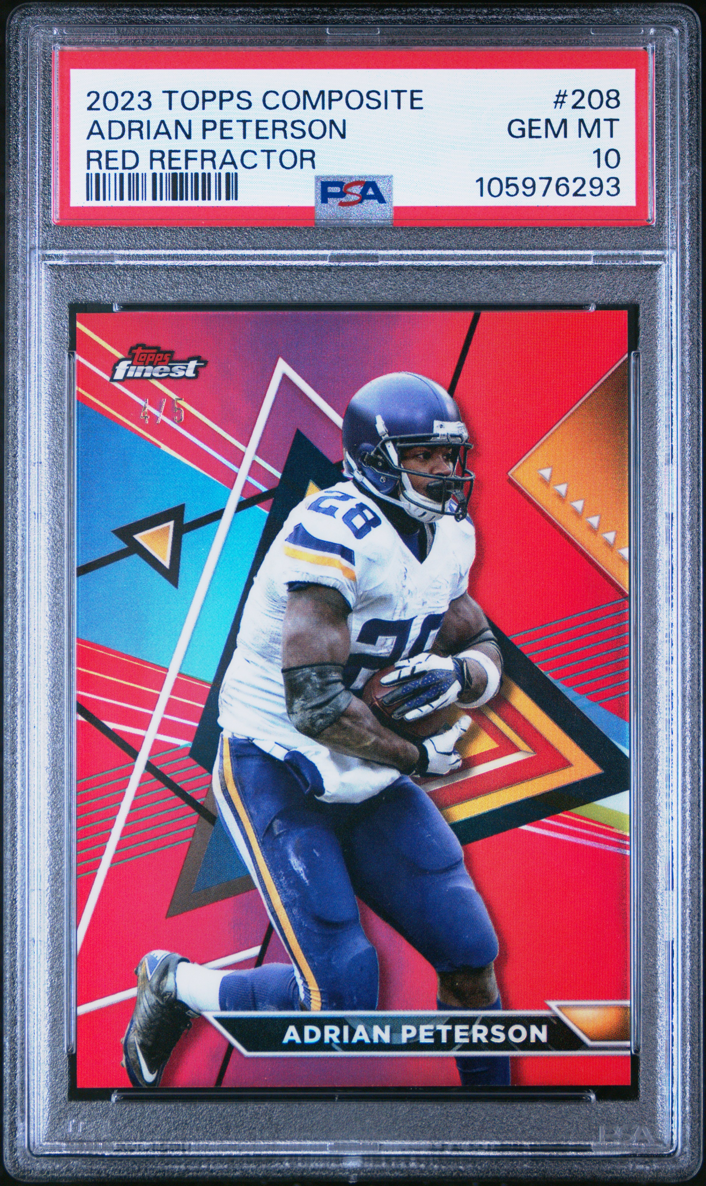 2023 Topps Composite Adrian Peterson #208 (Red Refractor) Gem Mt 10 front