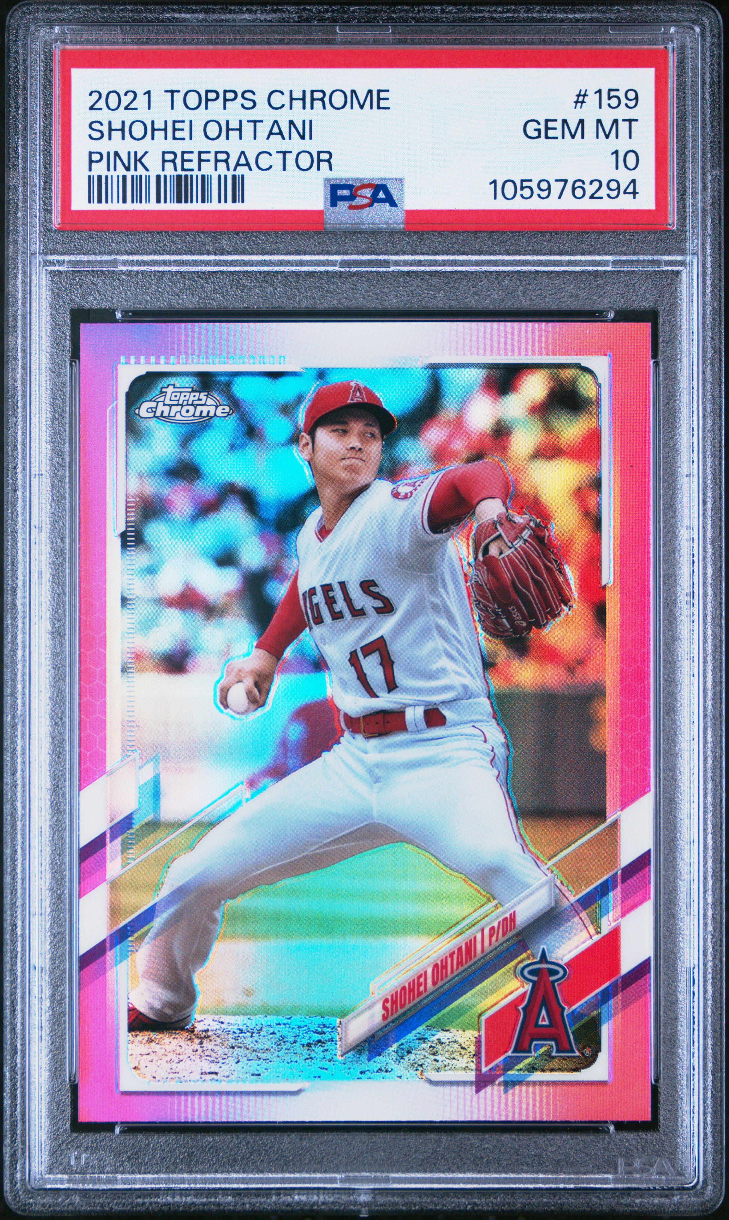 2021 Topps Chrome Shohei Ohtani #159 (Pink Refractor) Gem Mt 10 front