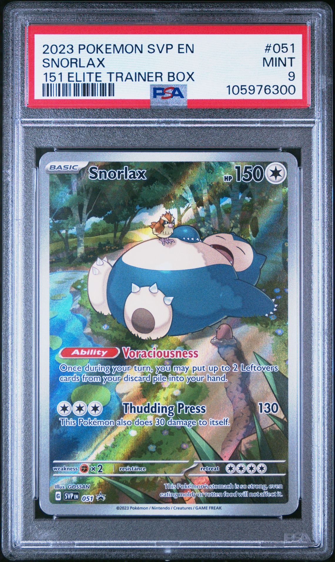2023 Pokemon Svp En-Sv Black Star Promo Snorlax #051 (151 Elite Trainer Box) Mint 9 front