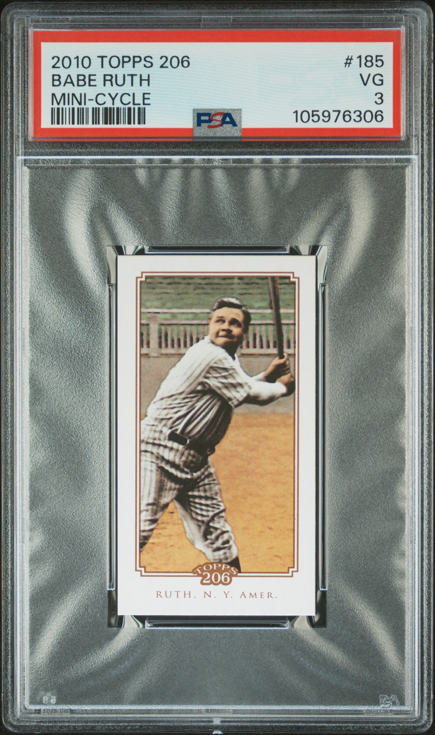 2010 Topps 206 Babe Ruth #185 (Mini-Cycle) Vg 3 front