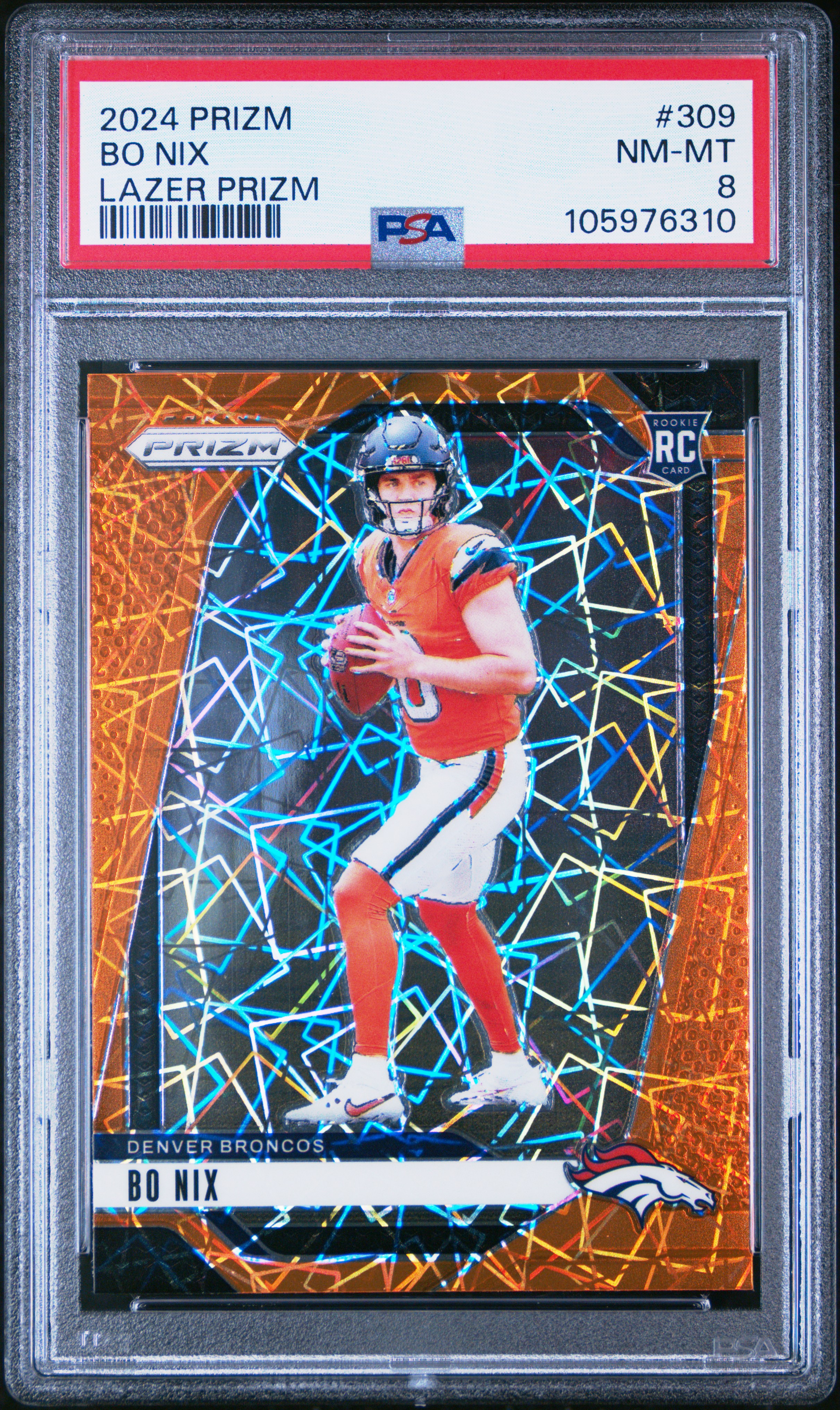 2024 Panini Prizm Bo Nix #309 (Lazer Prizm) Nm-Mt 8 front