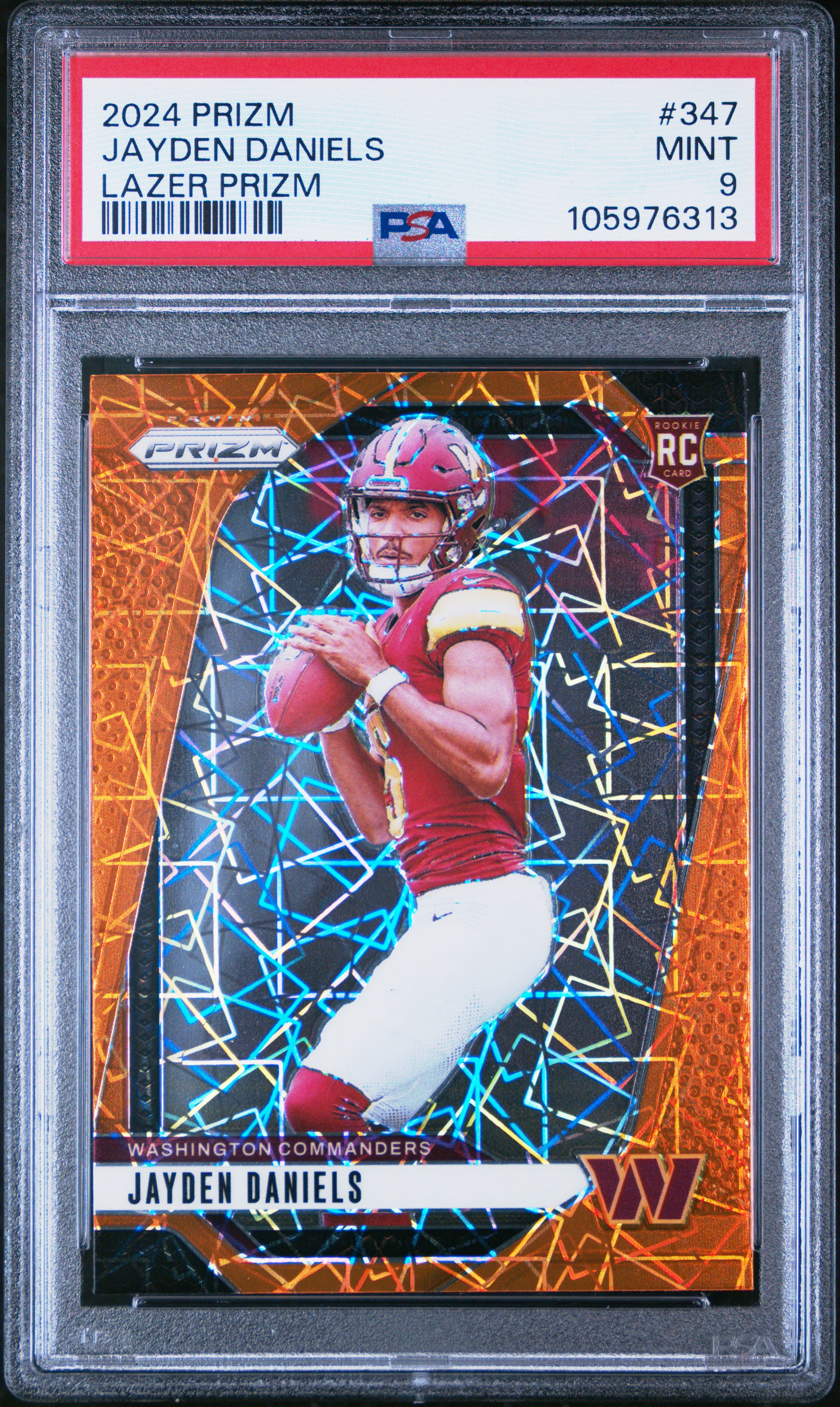 2024 Panini Prizm Jayden Daniels #347 (Lazer Prizm) Mint 9 front
