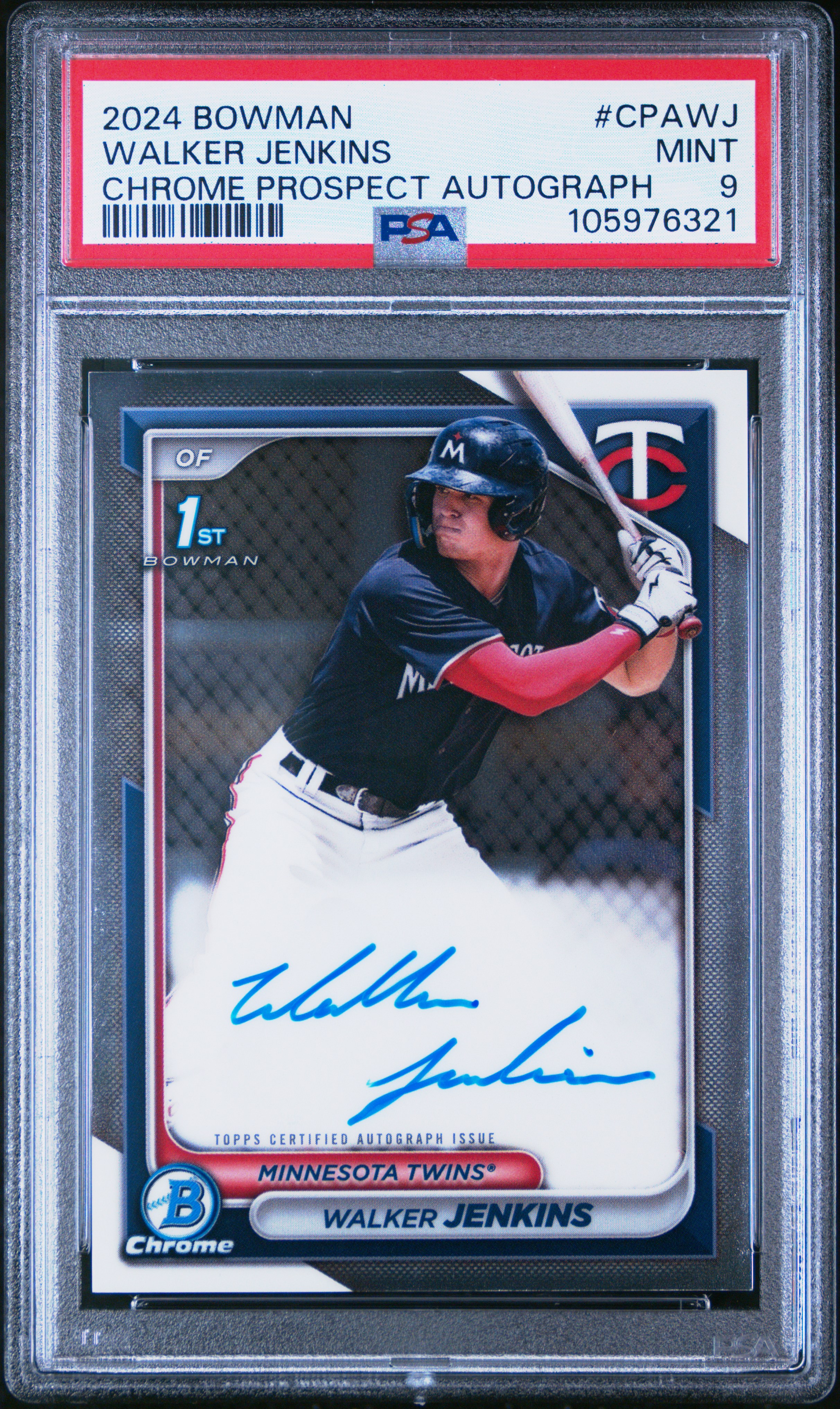 2024 Bowman Chrome Prospect Autographs Walker Jenkins #Cpawj Mint 9 front