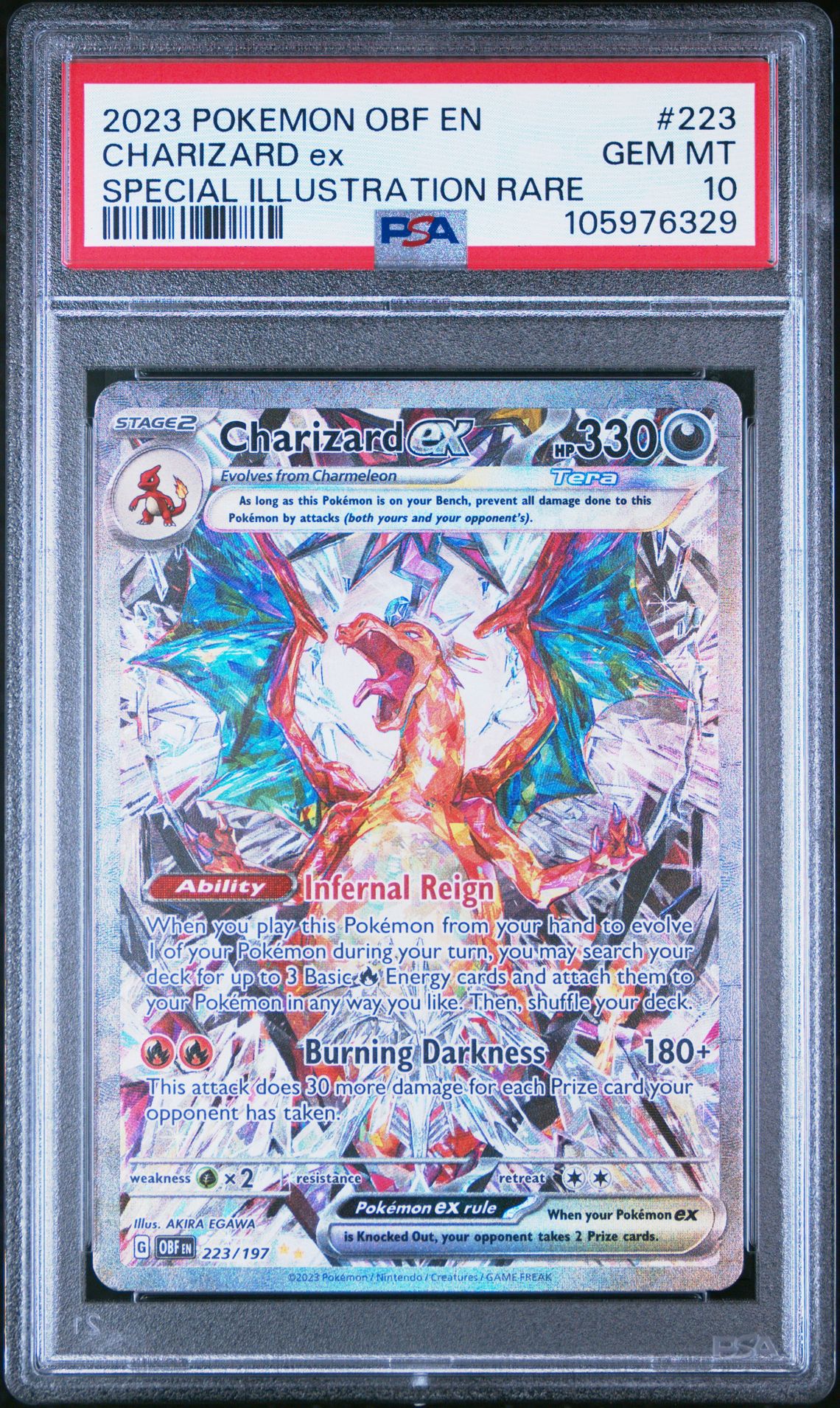 2023 Pokemon Obf En-Obsidian Flames Charizard Ex #223 (Special Illustration Rare) Gem Mt 10 front