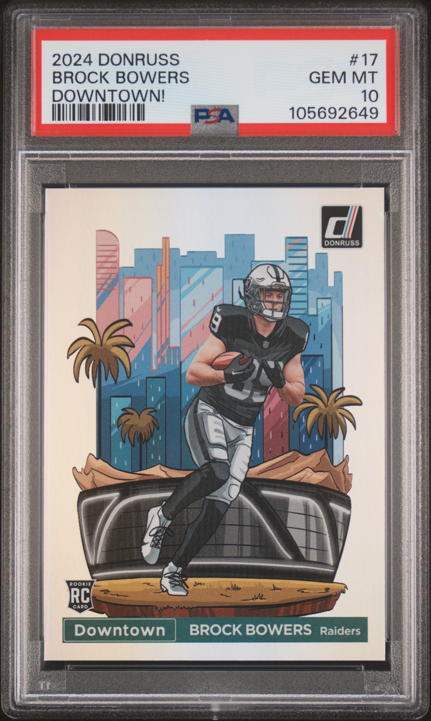 2024 Panini Donruss Downtown! Brock Bowers #17 Gem Mt 10 front