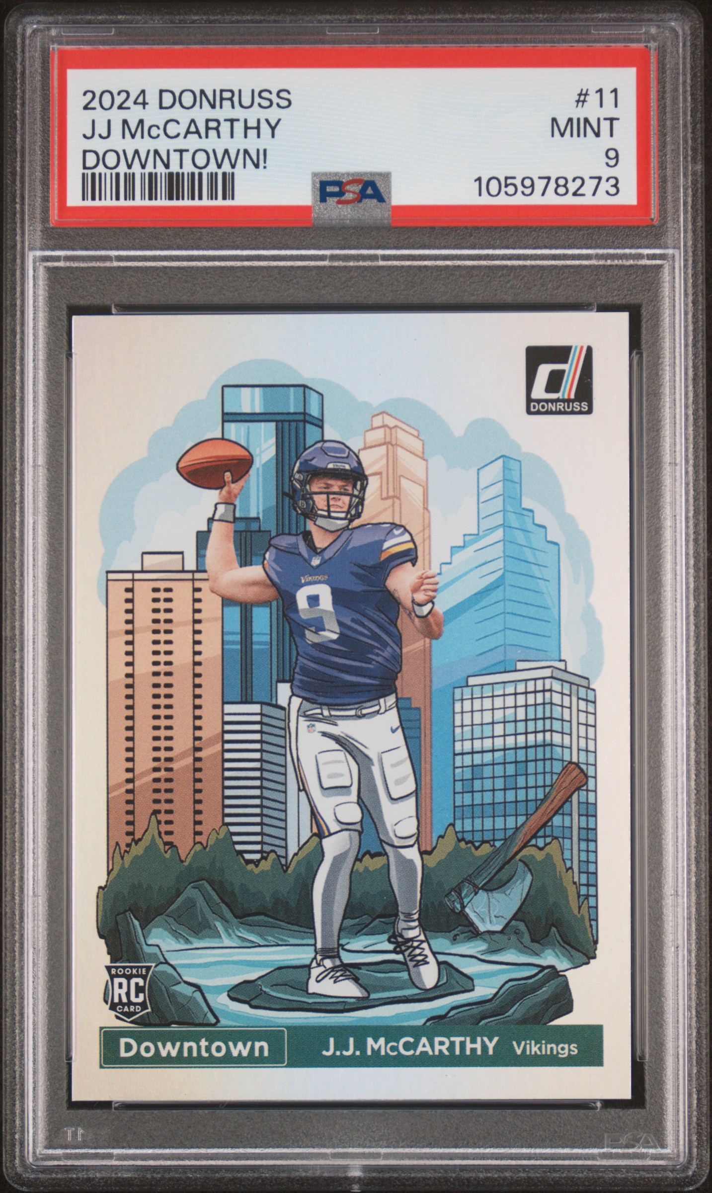 2024 Panini Donruss Downtown! Jj Mccarthy #11 Mint 9 front