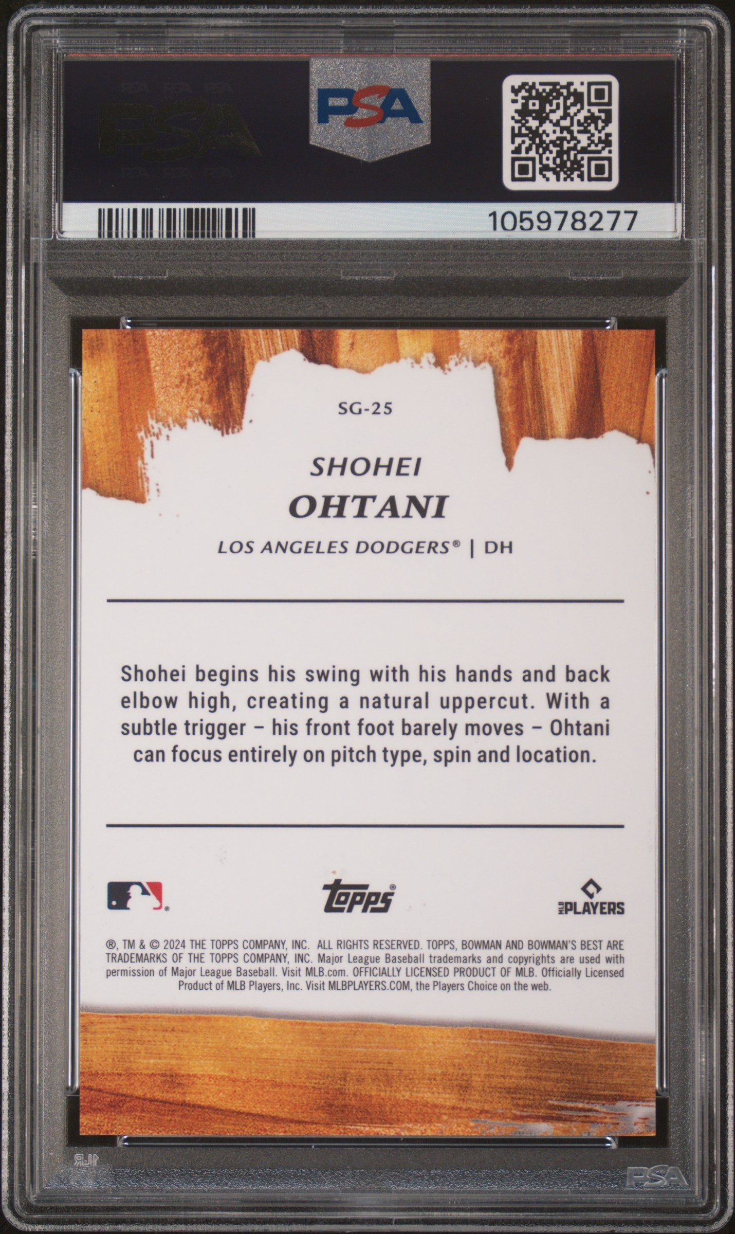 2024 Bowman's Best Strokes Of Gold Shohei Ohtani #Sg25 Gem Mt 10 back