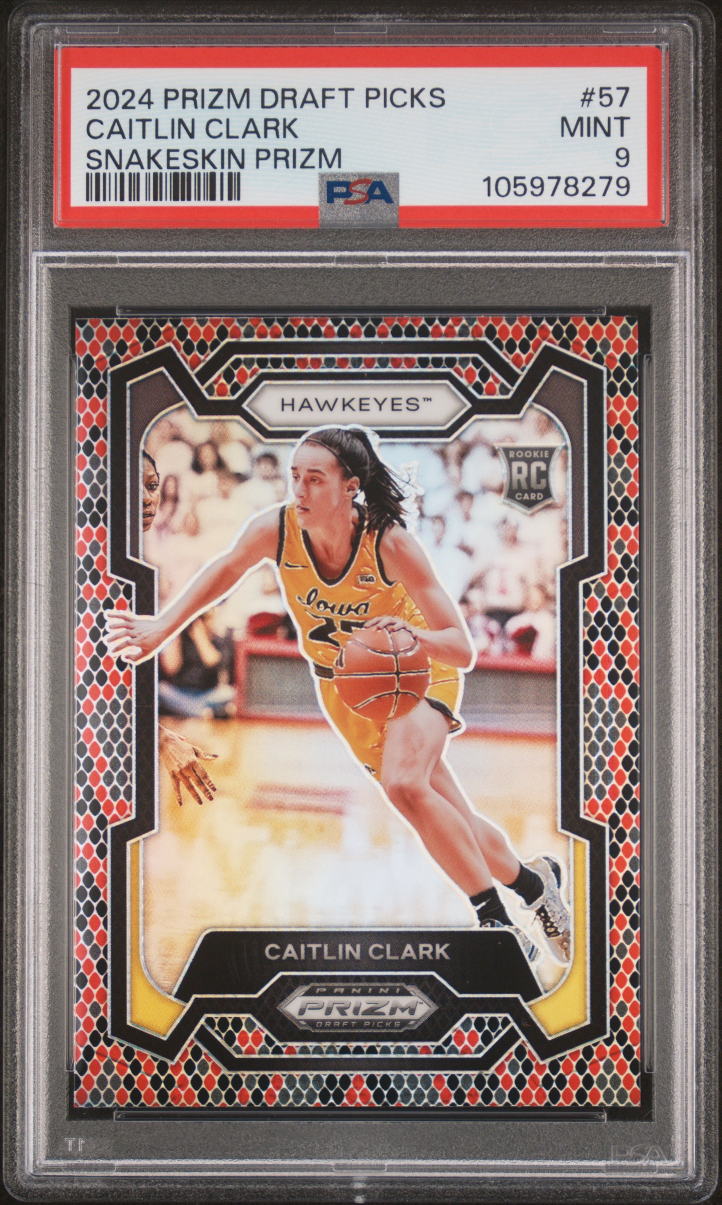 2024 Panini Prizm Draft Picks Caitlin Clark #57 (Snakeskin Prizm) Mint 9 front