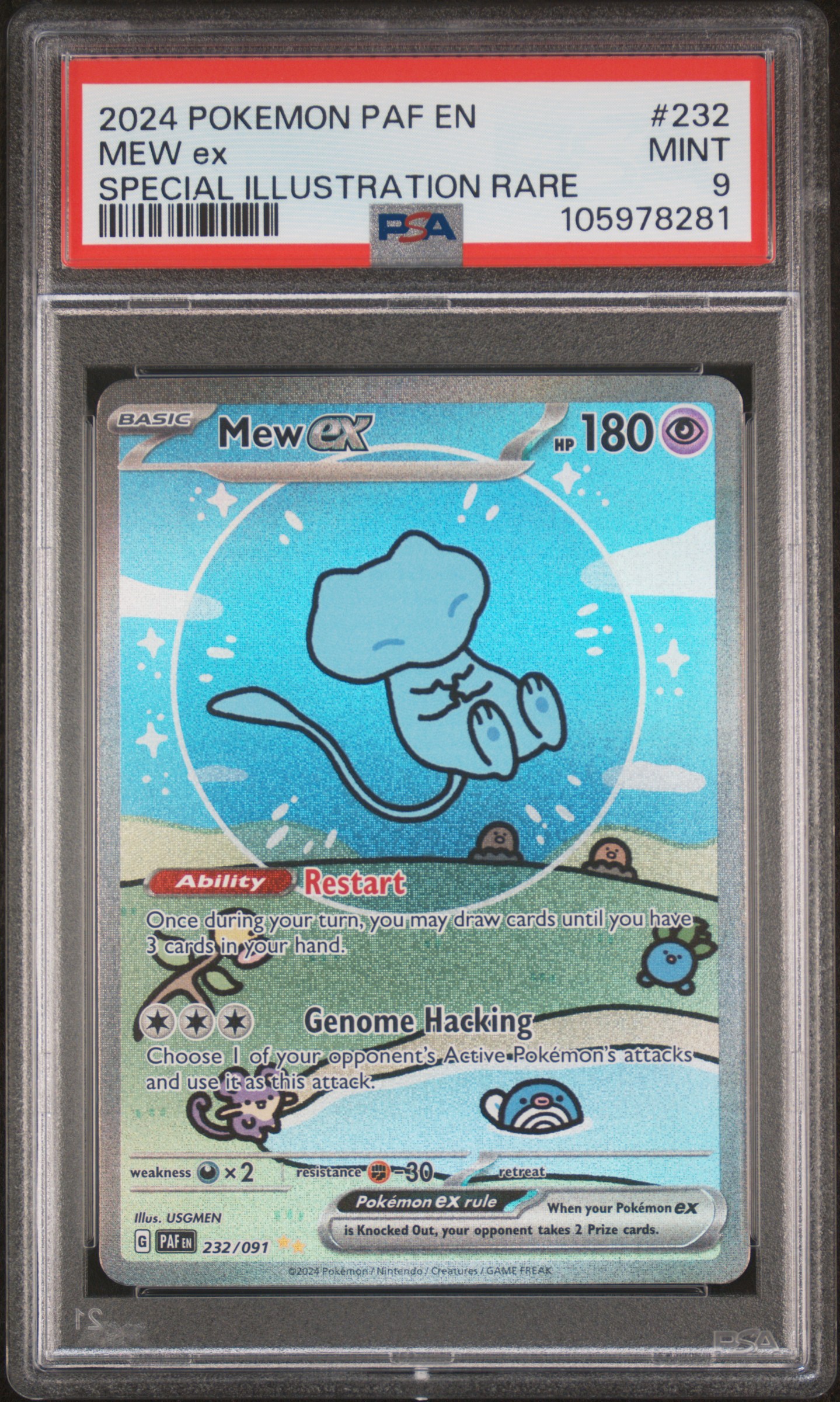 2024 Pokemon Paf En-Paldean Fates Mew Ex #232 (Special Illustration Rare) Mint 9 front