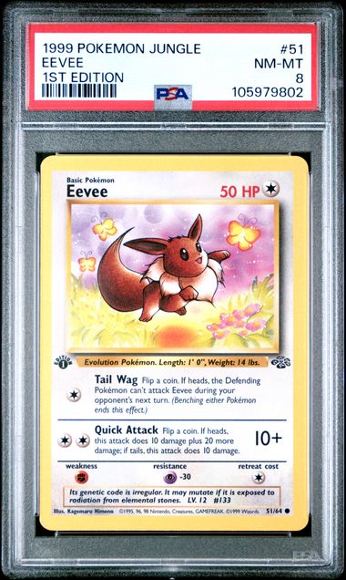 1999 Pokemon Jungle Eevee #51 (1St Edition) Nm-Mt 8 front