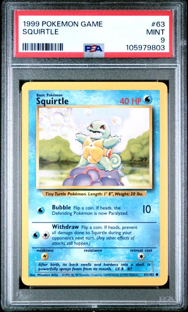 1999 Pokemon Game Squirtle #63 Mint 9 front