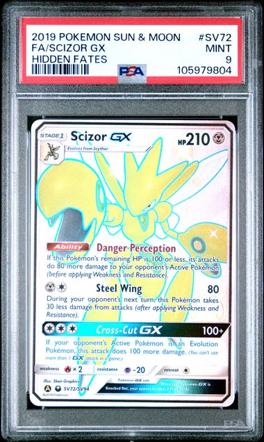 2019 Pokemon Sun & Moon Hidden Fates Fa/Scizor Gx #Sv72 (Hidden Fates) Mint 9 front