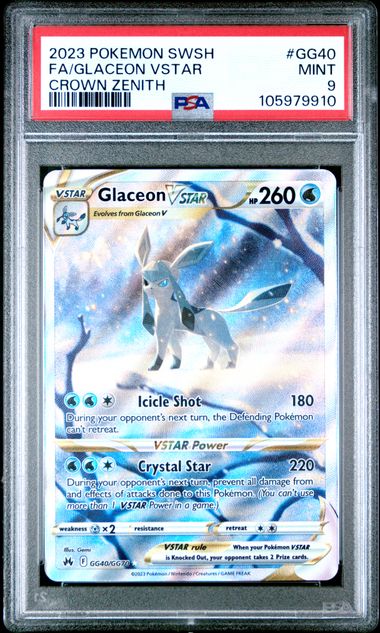 2023 Pokemon Sword And Shield Crown Zenith Fa/Glaceon Vstar #Gg40 (Crown Zenith) Mint 9 front