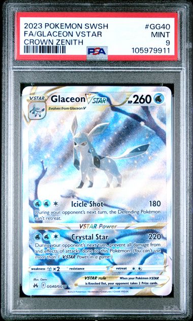 2023 Pokemon Sword And Shield Crown Zenith Fa/Glaceon Vstar #Gg40 (Crown Zenith) Mint 9 front
