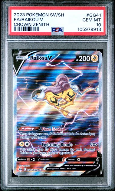 2023 Pokemon Sword And Shield Crown Zenith Fa/Raikou V #Gg41 (Crown Zenith) Gem Mt 10 front