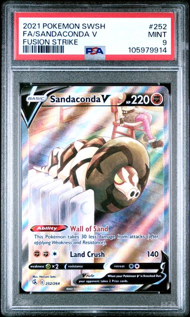 2021 Pokemon Sword & Shield Fusion Strike Fa/Sandaconda V #252 (Fusion Strike) Mint 9 front