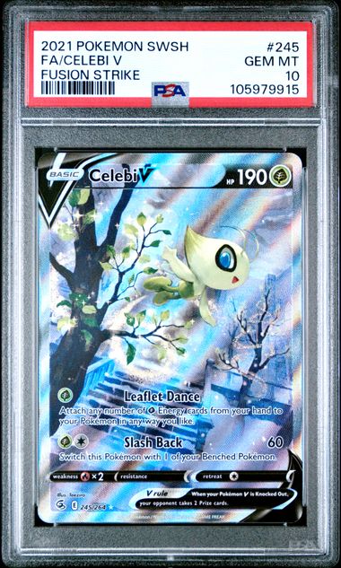 2021 Pokemon Sword & Shield Fusion Strike Fa/Celebi V #245 (Fusion Strike) Gem Mt 10 front