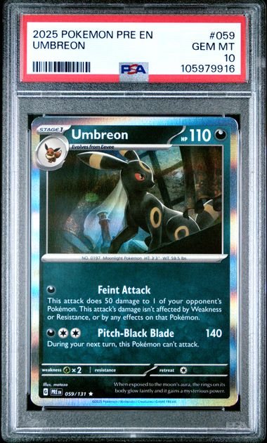 2025 Pokemon Pre En-Prismatic Evolutions Umbreon #059 Gem Mt 10 front