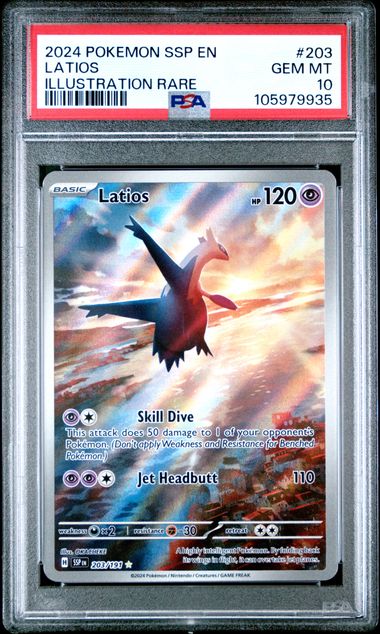 2024 Pokemon Ssp En-Surging Sparks Latios #203 (Illustration Rare) Gem Mt 10 front