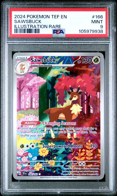 2024 Pokemon Tef En-Temporal Forces Sawsbuck #166 (Illustration Rare) Mint 9 front