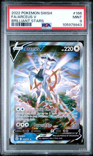 2022 Pokemon Sword & Shield Brilliant Stars Fa/Arceus V #166 (Brilliant Stars) Mint 9 front