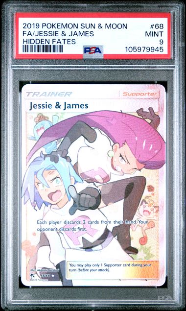 2019 Pokemon Sun & Moon Hidden Fates Fa/Jessie & James #68 (Hidden Fates) Mint 9 front