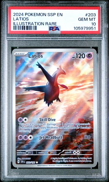 2024 Pokemon Ssp En-Surging Sparks Latios #203 (Illustration Rare) Gem Mt 10 front