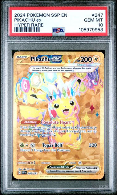2024 Pokemon Ssp En-Surging Sparks Pikachu Ex #247 (Hyper Rare) Gem Mt 10 front
