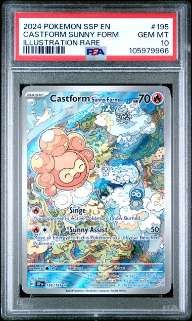 2024 Pokemon Ssp En-Surging Sparks Castform Sunny Form #195 (Illustration Rare) Gem Mt 10 front