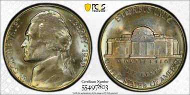 1939-S 5C Reverse of 1938 MS67+ FS