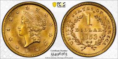 1853 G$1 MS66+