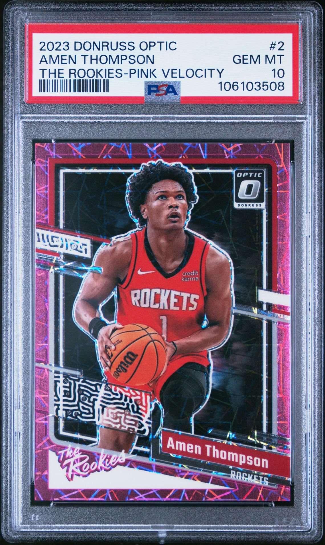 2023 Panini PANINI DONRUSS OPTIC THE ROOKIES PINK VELOCITY #2 Amen Thompson front