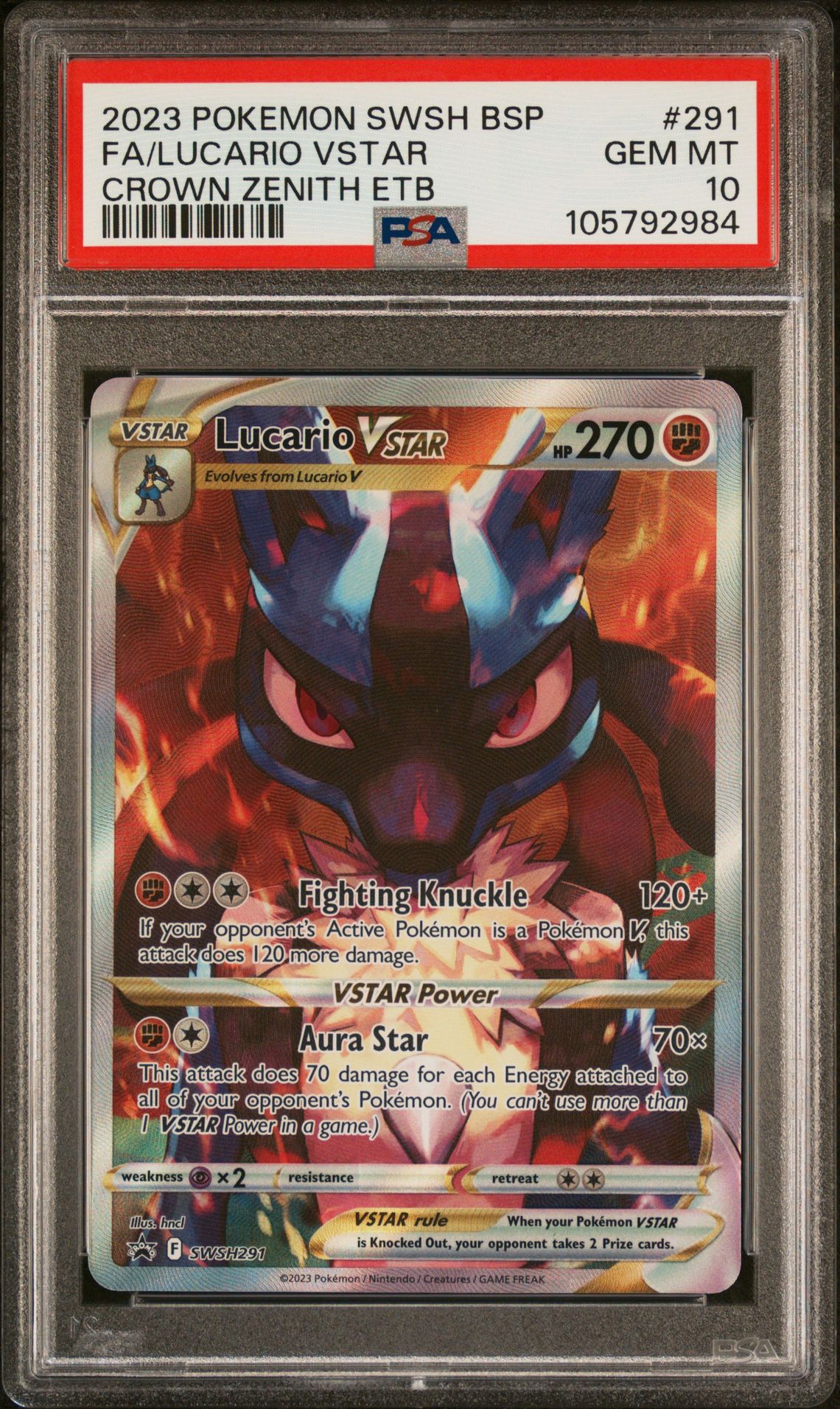 2023 Pokemon POKEMON SWSH BLACK STAR PROMO CROWN ZENITH ETB #291 Fa/Lucario Vstar front