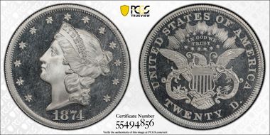 1874 $20 J-1382 PR65DCAM