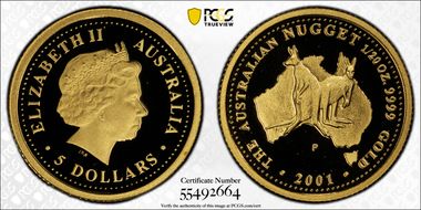 2001-P $5 Kangaroos-Nugget ' PR70DCAM